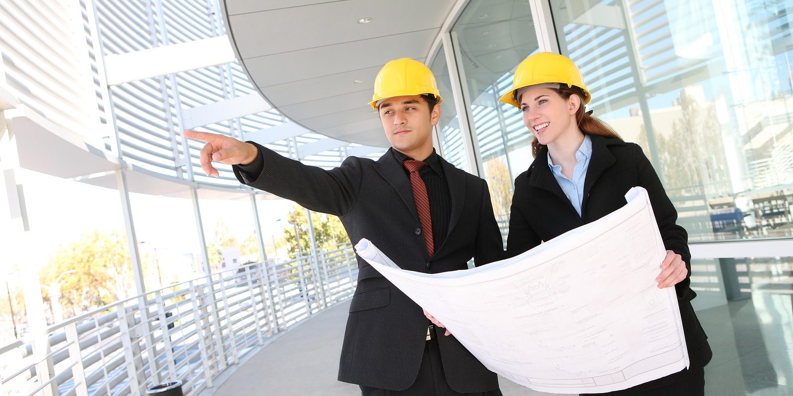 Business team at office construction site